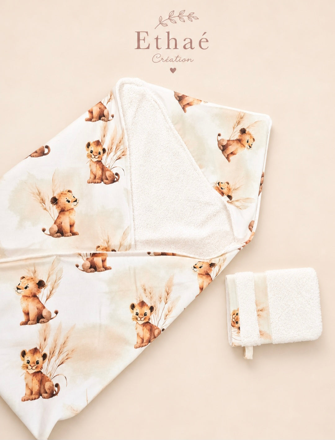 🐣 Serviette de bain bébé à motifs personnalisée
