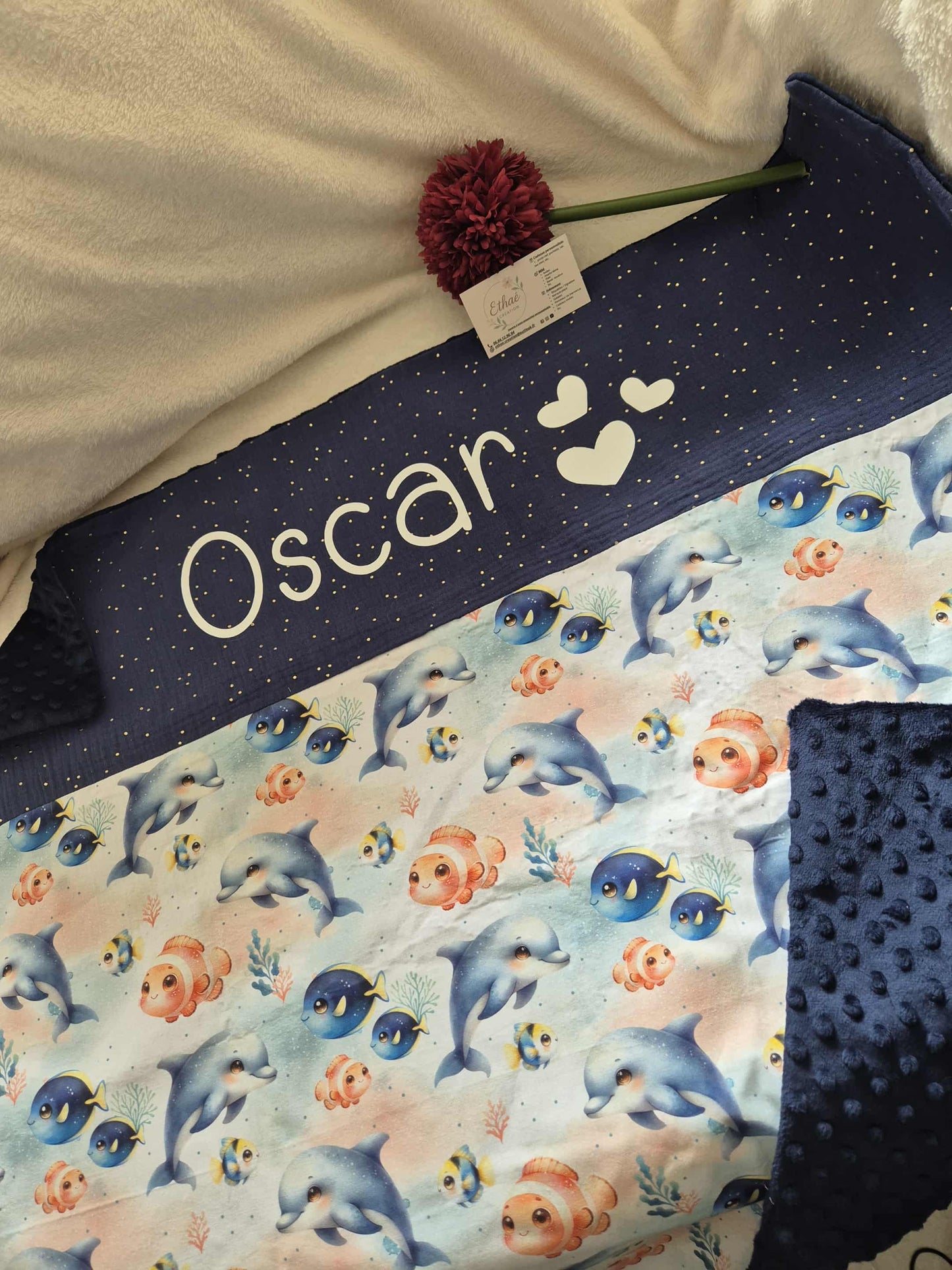 🧸 Couverture à motifs – Douceur pour bébé  environ 90/90
