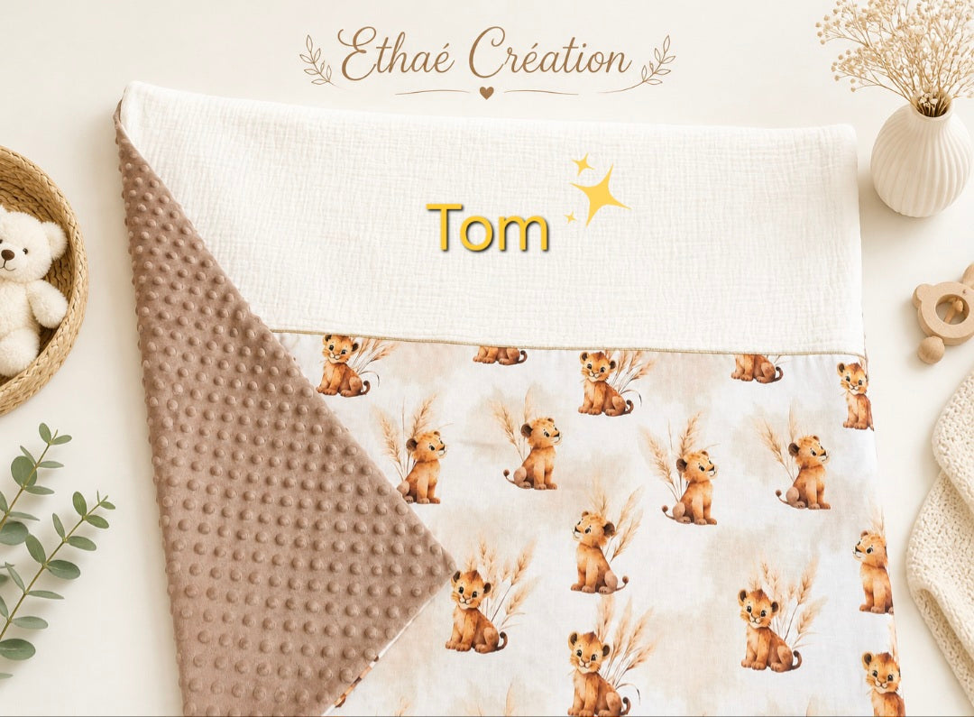 🧸 Couverture à motifs – Douceur pour bébé  environ 90/90