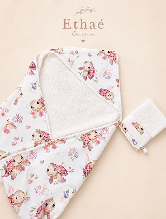 🐣 Serviette de bain bébé  à motifs personnalisée