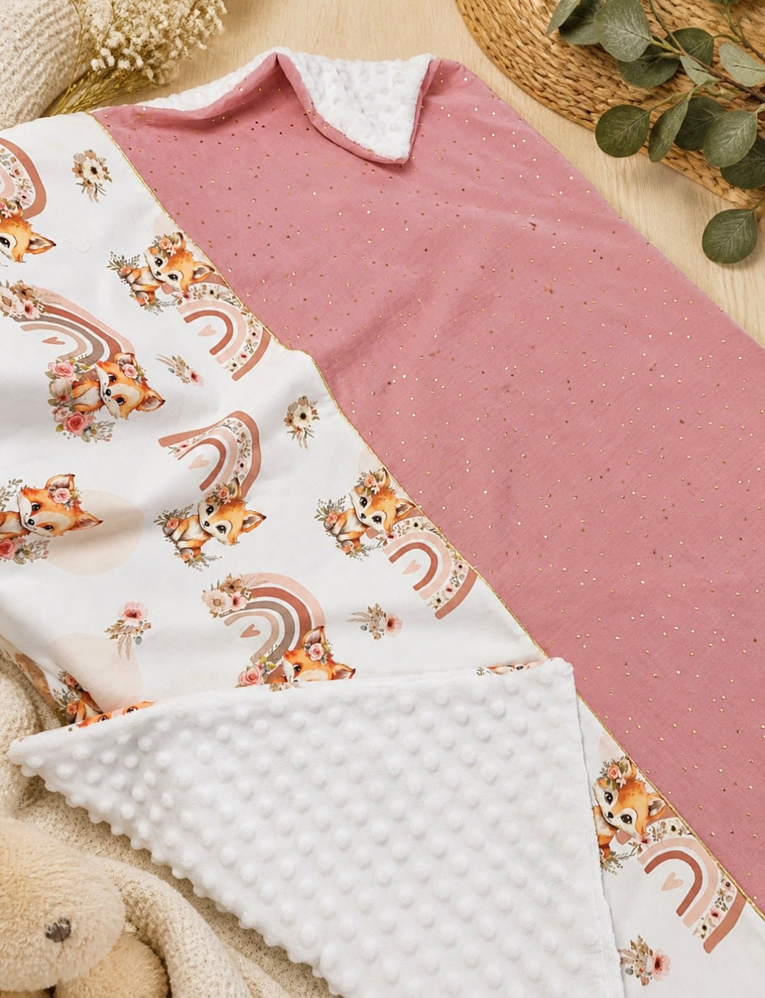 🧸 Couverture à motifs – Douceur pour bébé  environ 90/90