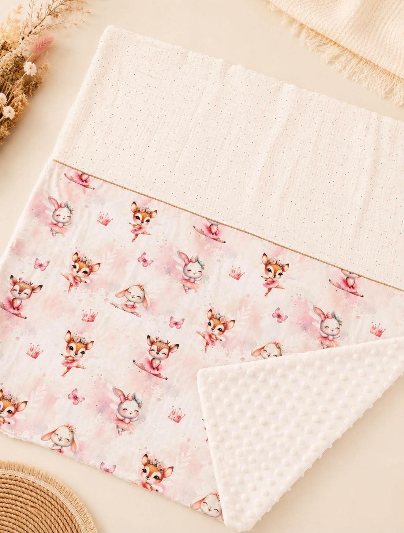 🧸 Couverture à motifs – Douceur pour bébé  environ 90/90