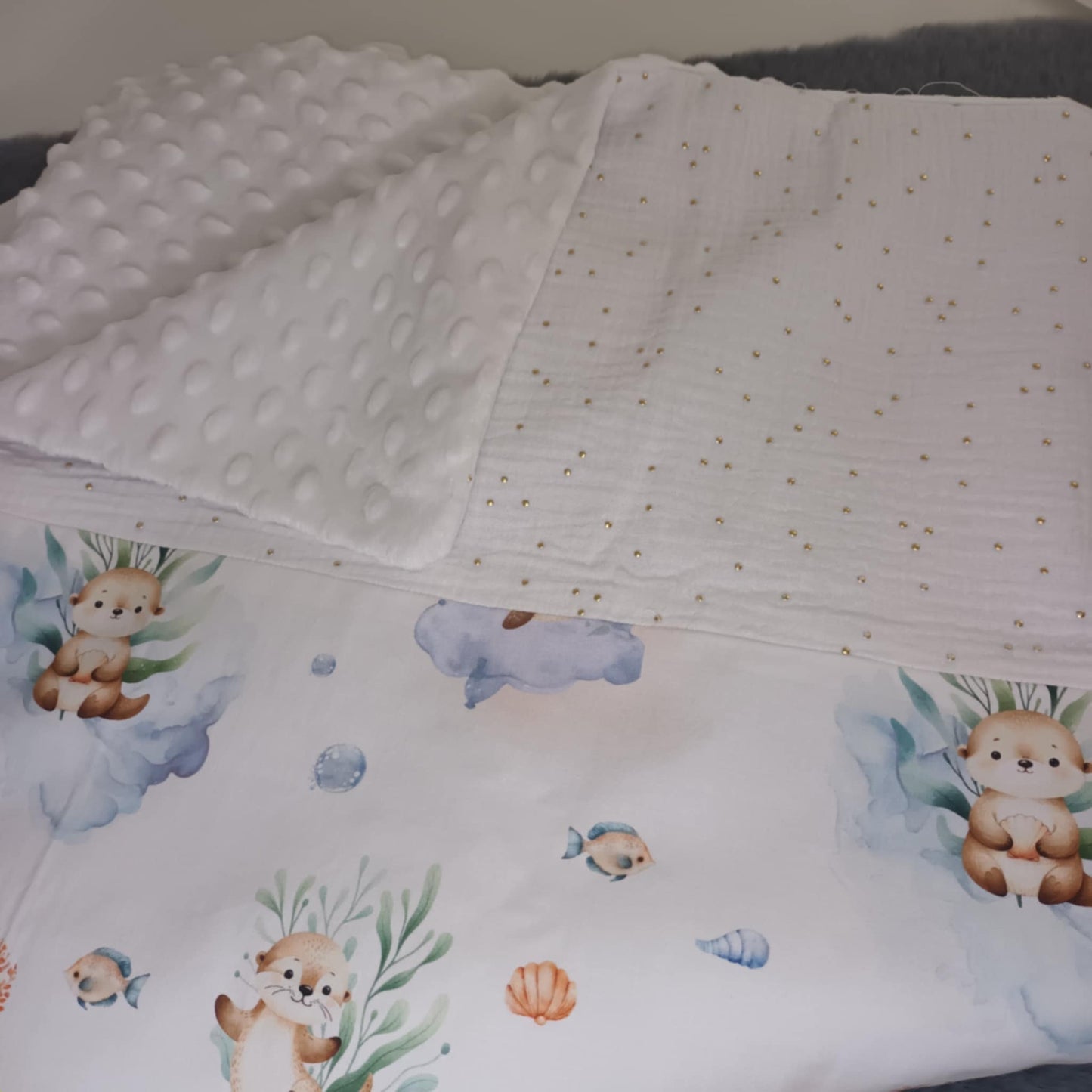 🧸 Couverture à motifs – Douceur pour bébé  environ 90/90