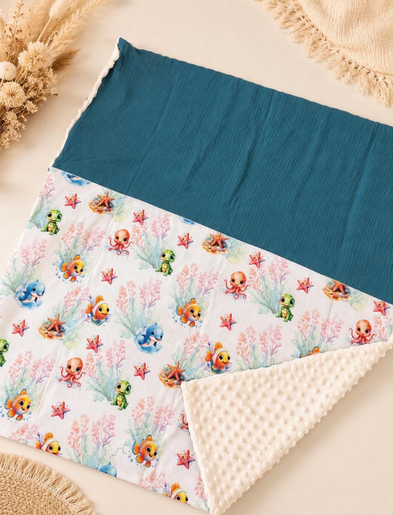 🧸 Couverture à motifs – Douceur pour bébé  environ 90/90